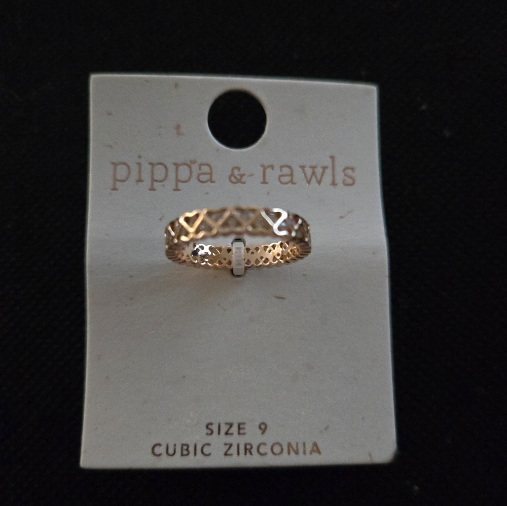 Pippa & Rawls Rosegold Hearts Eternity Ring Size 9, Cubic Zirconia